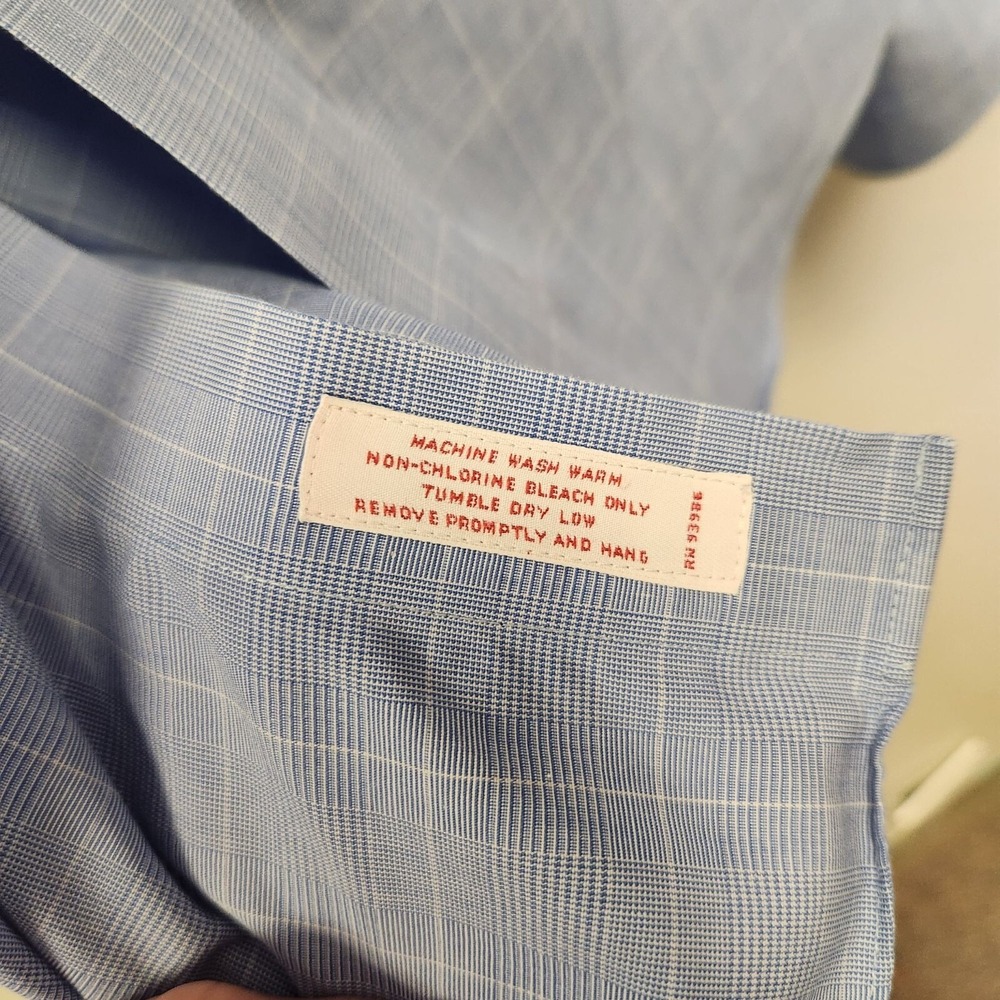 Mens Brooks Brothers Blue & White Checkered Button-Down Shirt 17.5 - Picture 9 of 9